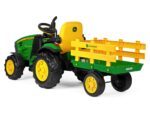 John Deere kinder tractor + aanhanger, 2 x 12 volt motoren met afstandsbediening - Afbeelding 4
