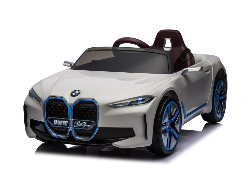 JE1009-white-0.jpg BMW i4, elektrische kinderauto, 12v, leren zitje, muziekmodule en meer! - Afbeelding 1