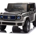 Mercedes Benz EQG, 12 volt elektrische kinderauto met rubberen banden, leder zitje en meer!