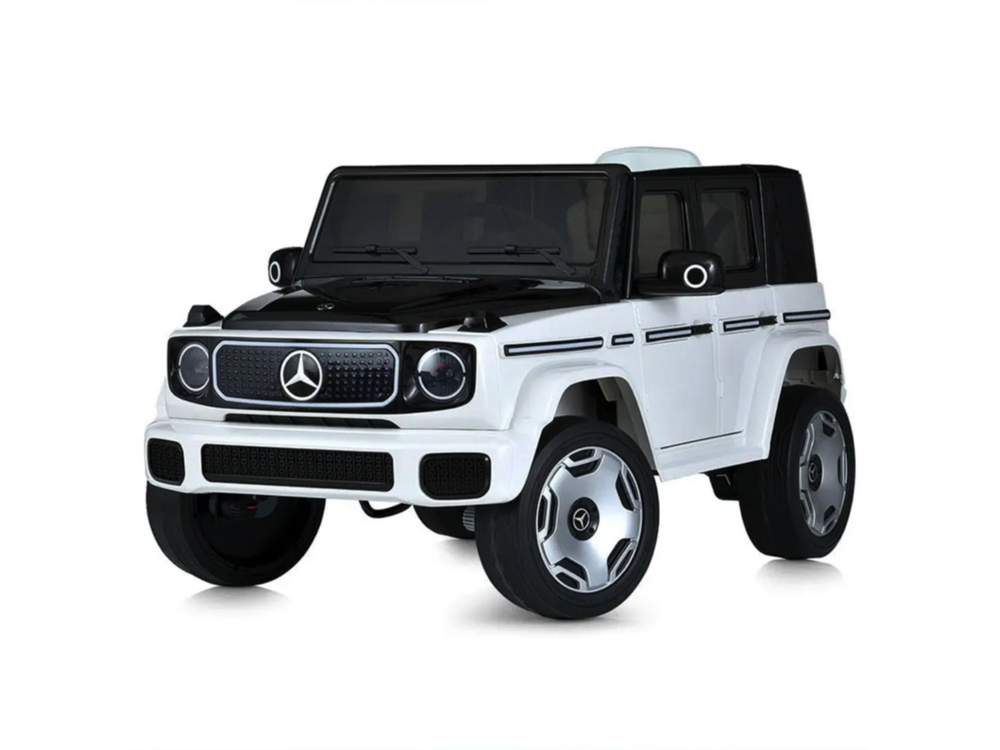 JJ2088-white-0-1.png Mercedes Benz EQG, 12 volt elektrische kinderauto met rubberen banden, leder zitje en meer! - Afbeelding 1