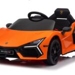Lamborghini Revuelto, 12 volt elektrische kinderauto met EVA banden en kunstleder zitje!