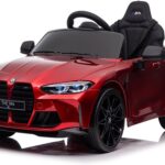 BMW M4, 12 volt elektrische kinderauto, Leder zitje, Rubberen banden, Kinder Accu Auto!